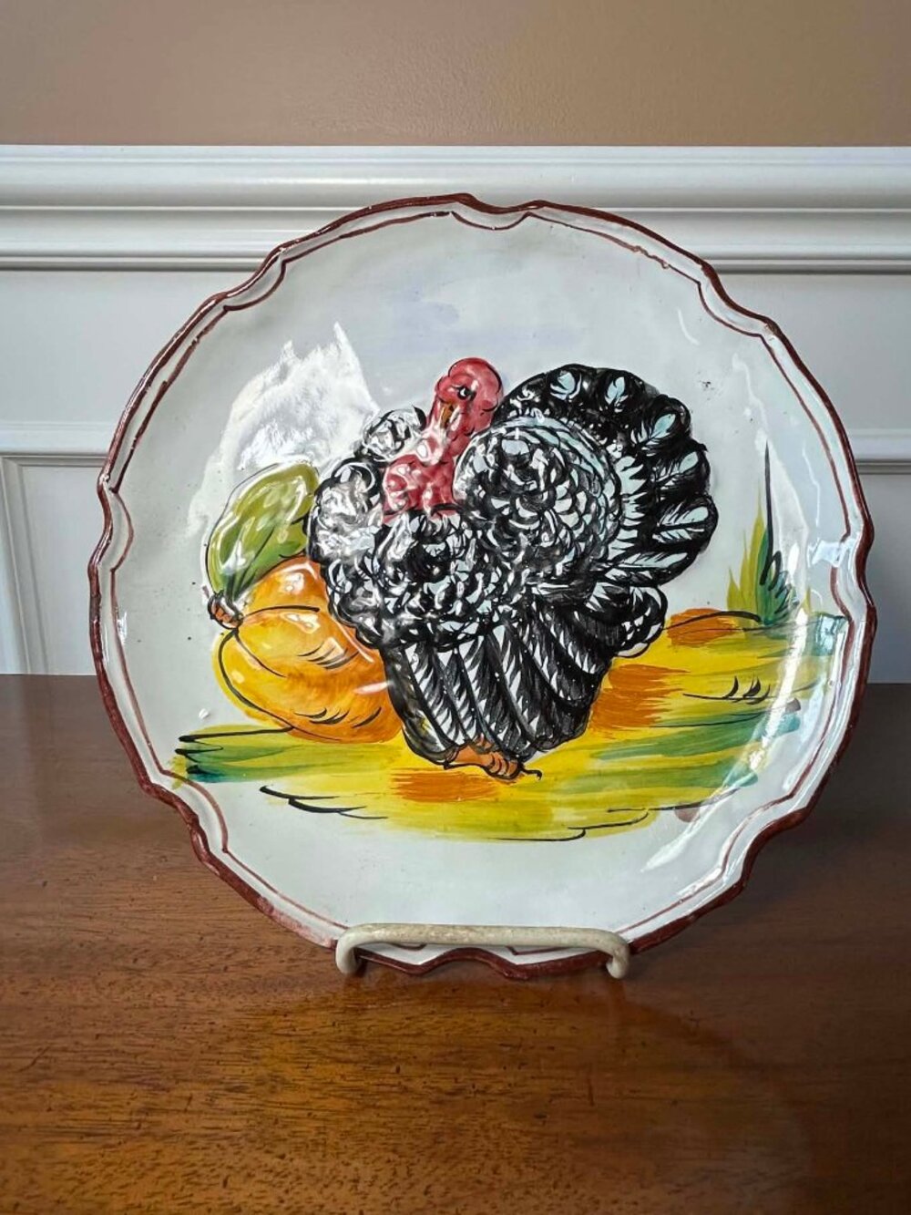 Italian pottery - ceramic majolica turkey platter